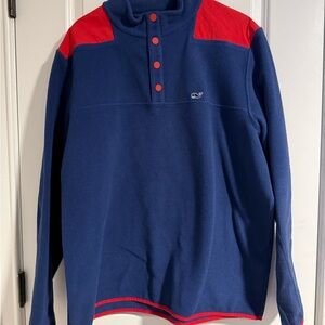 Vineyard Vines Navy Blue and Red Fleece Pullover